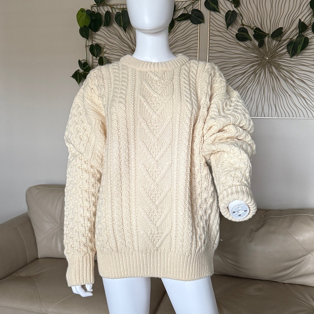 Allen Solly All New 100% Wool Cream Cable Knit Sweater Size Xl